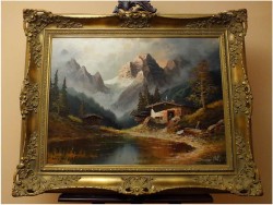 MEGA RARYTAS! ALPEJSKI KRAJOBRAZ - GUSTAW WEISS/GUWE (130 x 110)