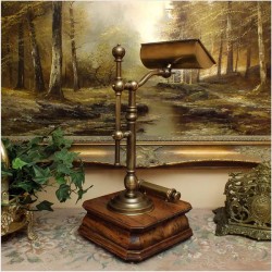 UNIKAT! MOSIĘŻNA LAMPA BANKIERKA Z REGULACJĄ WYSOKOŚCI I KALENDARZEM!