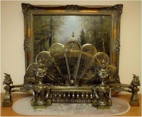 EMPIRE! WILKI DO KOMINKA - BRĄZ POLEROWANY, FRANCJA XIXw.