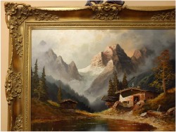 MEGA RARYTAS! ALPEJSKI KRAJOBRAZ - GUSTAW WEISS/GUWE (130 x 110)