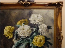 ARCYDZIEŁO! CHRYZANTEMY W SZKLANYM WAZONIE - Hermine ZAHNER (1912-1981)
