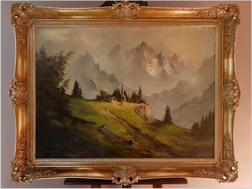 PIĘKNE NIEMIECKIE MALARSTWO KRAJOBRAZOWE-  EBERLINGER XXw. (120x90cm)