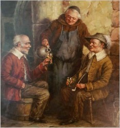 Malarstwo Dawnych Mistrzów! Próba Wina u Mnicha - Org Hein Van Doren (1930r Düsseldorf)