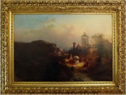 POLECAMY MUZEALNY OBRAZ! MOTYW DUNAJU Z WIDOKIEM NA PASSAU - FRANZ EMIL KRAUSE (1836-1900)