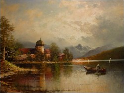 MALARSTWO DO SALONU! WIDOK NA FRAUENINSEL - GUSTAW WEISS/GUWE (125cmx95cm)