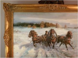 Polskie Malarstwo Aukcyjne! Pędząca Trojka - Edward Pierzyński (Polish, 1922- ??)