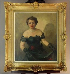 POLECAMY PIĘKNY PAŁACOWY PORTRET OLEJNY DAMY - FRANCJA *1930