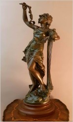 UNIKAT! DUŻA SECESYJNA FIGURA DZIEWCZYNY - L&F MOREAU (*1880) WYSOKOŚĆ 67CM.