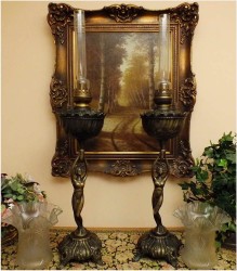 POLECAMY KOMPLET LAMP NAFTOWYCH Z BRĄZU - CENA ZA 2 SZT.