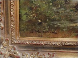 OBRAZ MYŚLIWSKI, SARNY U WODOPOJU - GEORG MAJEWICZ (1897 - 1965)