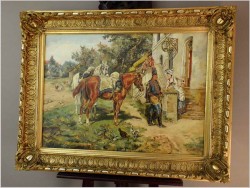 Malarstwo Rodzajowe! Huzar i Dziewczyna - Angelo Jank (1868-1940)