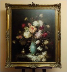 Pałacowe malarstwo, kwiaty w wazonie - Kömpöczy Balogh Endre (Hungary,1911-1977)  120cm x 100cm