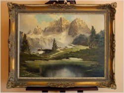 REALISTYCZNY KRAJOBRAZ ALPEJSKI - J.E.LEMKE *1916r. (80x60)