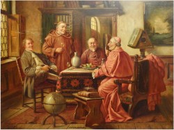 MALARSTWO RODZAJOWE! GEMÜTLICHE RUNDE - (Claüs BERNER XIX/XXw.) München