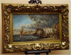POLECAMY!  WIDOK NORMANDII, PIĘKNY RAJOBRAZ MARYNISTYCZNY - Paul Jean CLAYS (1819-1900), Belgium