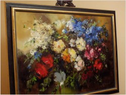 PAŁACOWE MALARSTWO! KWIATY W WAZONIE - Ingfried Paul HENZE-MORRO (1925-2013) CERTYFIKAT!