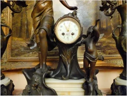 POLECAMY! PAŁACOWY ORYGINALNY ZEGAR Z KANDELABRAMI ART NOUVEAU 1900r.