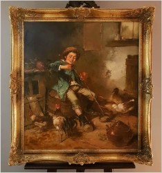 Chłopiec, Kury i Kaczki- Dickmeis Gerhard (Heinsberg 1918 - 1978 Jülich) 