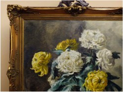 ARCYDZIEŁO! CHRYZANTEMY W SZKLANYM WAZONIE - Hermine ZAHNER (1912-1981)
