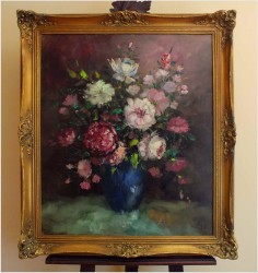 RARYTAS! KWIATY W NIEBIESKIM  WAZONIE ~ Prof.Adjez BAHMAN (1941)