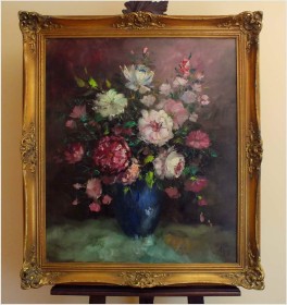 RARYTAS! KWIATY W NIEBIESKIM  WAZONIE ~ Prof.Adjez BAHMAN (1941)