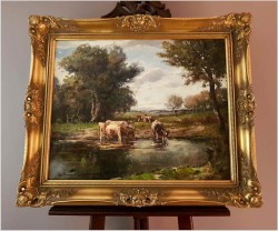 Nastrojowy Obraz! Krowy Przy Wodopoju - Karl Mohr (Düsseldorf 1922-2013)