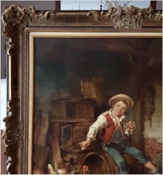 Malarstwo Aukcyjne! Chłopiec w Kurniku - Dickmeis Gerhard (Heinsberg 1918 - 1978 Jülich) Rozmiar XXL