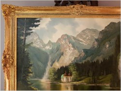 Widok na Kościół Św. Bartłomieja,  Jezioro Königssee - Niemcy XXw