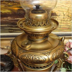 MOSIĘŻNA LAMPA NAFTOWA O PODSTAWIE MARMUROWEJ L&B *1883r.