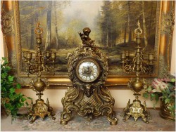 POLECAMY! PAŁACOWY ZEGAR Z KANDELABRAMI - (FHS HERMLE &SOHN) 15KG