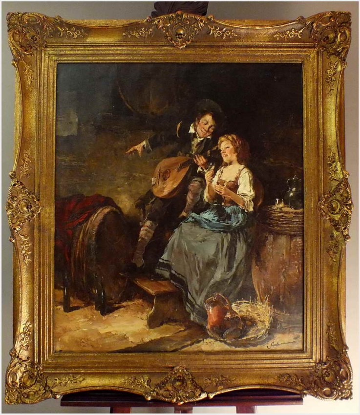 Dziewczyna i zalotny grajek z mandoliną - Dickmeis Gerhard (1918 – 1978)