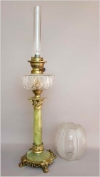 Pałacowa kolumnowa lampa naftowa z onyx - Si Gladiator Paris XIXw.