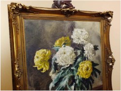 ARCYDZIEŁO! CHRYZANTEMY W SZKLANYM WAZONIE - Hermine ZAHNER (1912-1981)
