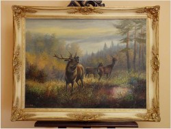 ŁOWIECTWO! JELEŃ NA RYKOWISKU - GÜINTER ZOLL, (German XXw.)