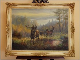 ŁOWIECTWO! JELEŃ NA RYKOWISKU - GÜINTER ZOLL, (German XXw.)