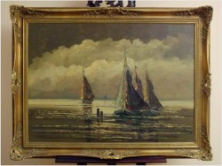 UNIKATOWY ROZMIAR! ŁODZIE NA MORZU - JEAN COUNE (1900-1963)