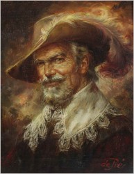 RARYTAS! PORTRET MUSZKIETERA - Prof. Willi DEPRÉ (1922-1995r.) PIECZĘĆ LAKOWA!
