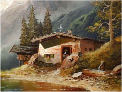 MEGA RARYTAS! ALPEJSKI KRAJOBRAZ - GUSTAW WEISS/GUWE (130 x 110)