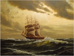 POLECAMY!  - DUŻYCH ROZMIARÓW PIĘKNY OBRAZ MARYNISTYCZNY XXw. (119cm x 89cm)