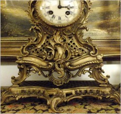 POLECAMY! MEDALOWY WSPANIAŁY DUŻY MOSIĘŻNY ZEGAR ROCOCO Z KANDELABRAMI - A.D. MOUGIN XIXw.