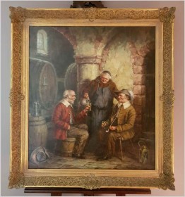 Malarstwo Dawnych Mistrzów! Próba Wina u Mnicha - Org Hein Van Doren (1930r Düsseldorf)