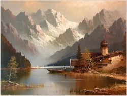 Wspaniałe malarstwo! Bergsee Monte Bivera - Gustaw Weiss/Guwe (1886-1973)