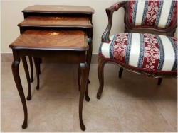 Trzy Stoliki Kawowo-Herbaciane z Intarsją - Trojaki | Ludwik Filip XV.