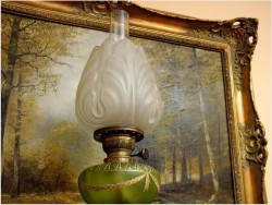 PIĘKNA SYGNOWANA LAMPA NAFTOWA Z ONYX - MATADOR 15"