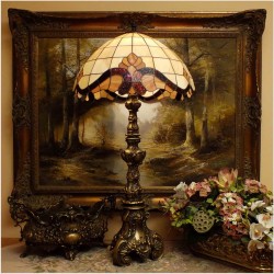 MOSIĘŻNA  BAROKOWA DUŻA SALONOWA LAMPA TIFFANY!