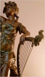 UNIKAT! DUŻA SECESYJNA FIGURA DZIEWCZYNY - L&F MOREAU (*1880) WYSOKOŚĆ 67CM.