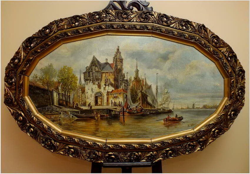 POLECAMY! WIDOK NA HOLENDERSKIE NABRZEŻE – WERNER HERMANN 1816-1905, DÜSSELDORF