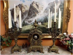 Zobacz! Wspaniały Barokowy Zegar z Kandelabrami - Brąz XIXw.