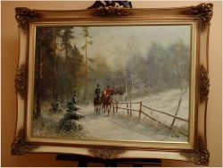 MEGA RARYTAS! JAZDA KONNA ZIMĄ - W.v.Kamp (122cm x 92cm)