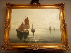 ŁODZIE RYBACKIE NA MORZU - ERNST HUGO LORENZ MUROWANA (1872-1950)